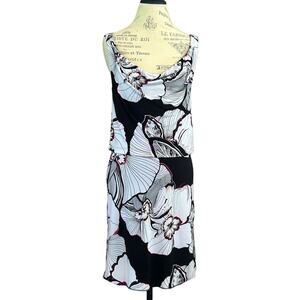 White House black market cowl neck sleeveless stretch black white pink dress XS
